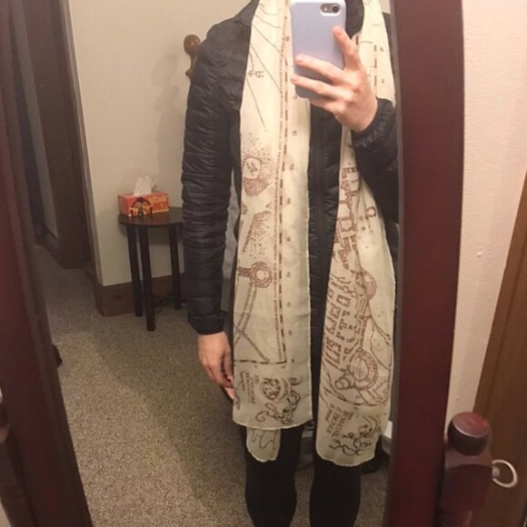 Wizarding World Harry Potter Marauders' Map Print Scarf Hogwarts Challis Fabric - Picture 4 of 10